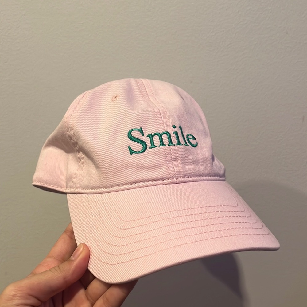 PACSUN SMILE BABY PINK ADJUSTABLE HAT CUTE